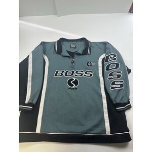 Vintage 90s Boss IG Design Shirt Quarter Zip Sweater Embroidered Size XXL